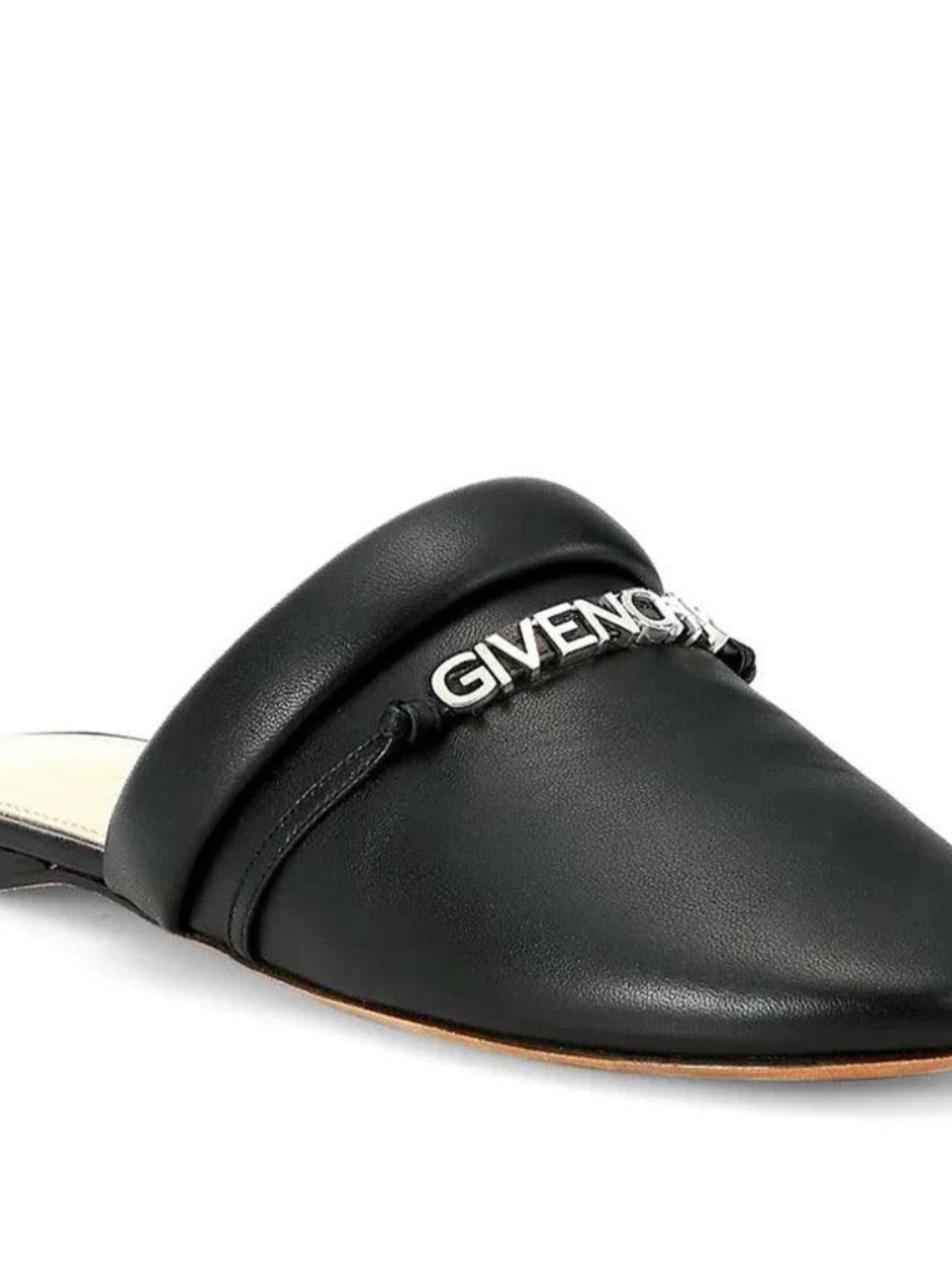Givenchy Black Leather Logo-Plate Mule